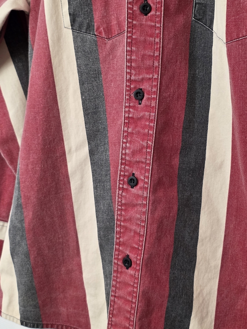 Vintage 90s Wrangler Western Striped Brushpopper Button-Down XL - Picture 3 of 7